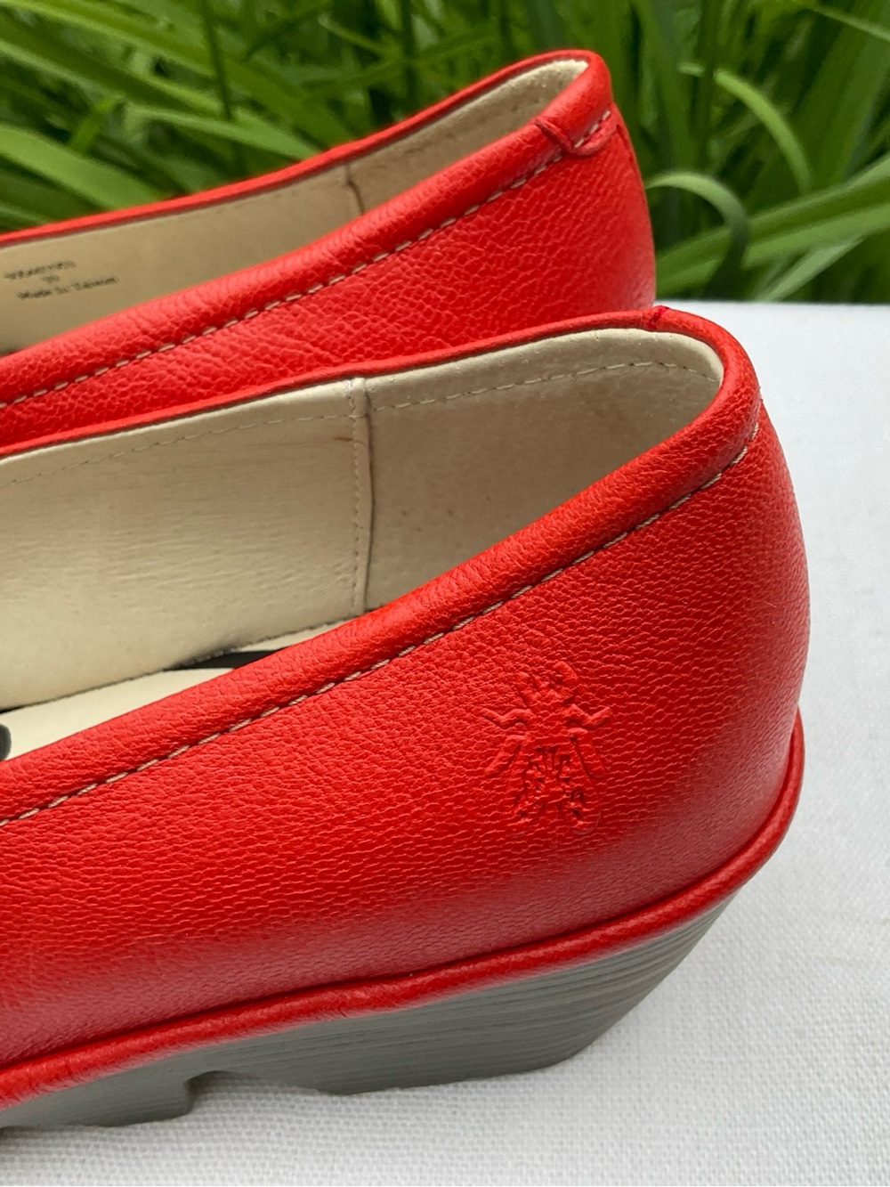 FLY LONDON ORANGE PEEP TOE 1~3/4” WEDGE LEATHER shoes Sz. 39 8.5-9? - Picture 5 of 7